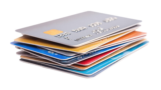 Stack of Credit Cards on Isolated Background