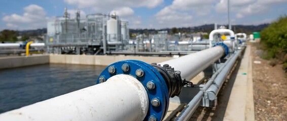 Exploring industrial pipes at a water treatment facility.