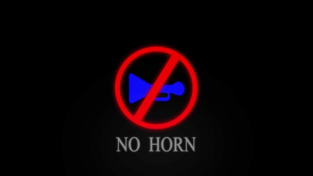 Illustration of a traffic sign icon - no horns to be turned on, no horns to sound 4k .