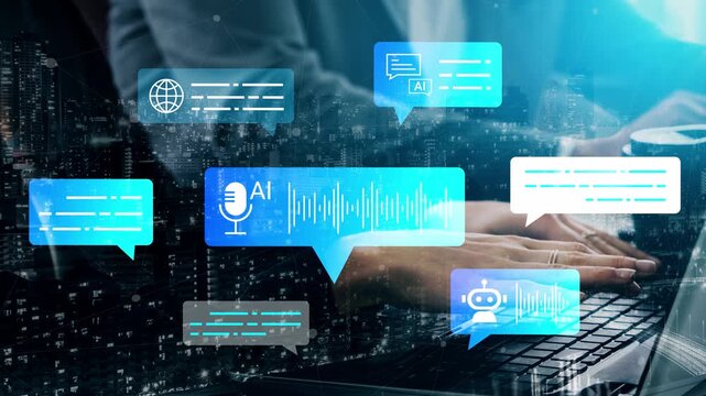 Futuristic Chat Interface with AI Elements and Digital Connectivity in Urban Environment Gluon.