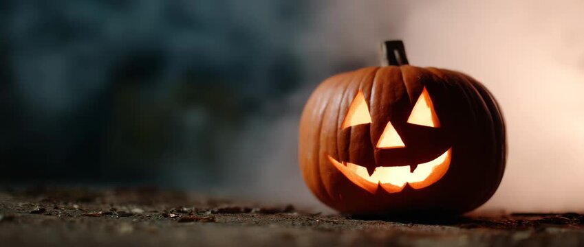 This glowing jack-o'-lantern captures the spirit of Halloween.