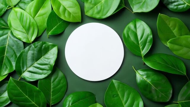 Harmony of Nature: A clean, inviting space surrounded by vibrant leaves, creating a sense of balance and freshness. The image radiates a tranquil feeling