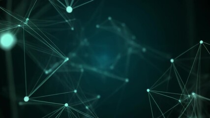 Abstract network of glowing nodes and lines, representing digital connections and complex data systems in a futuristic digital realm