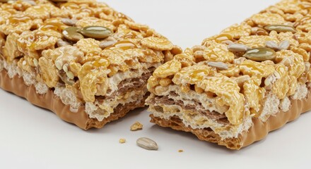 Delicious Cereal Bar with Seeds and Honey Drizzle