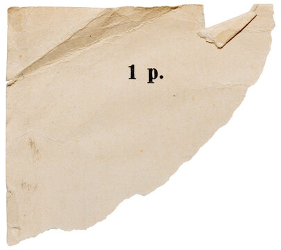 Tear crumpled corner of page from old vintage book, faded paper scrap for scrapbooking design