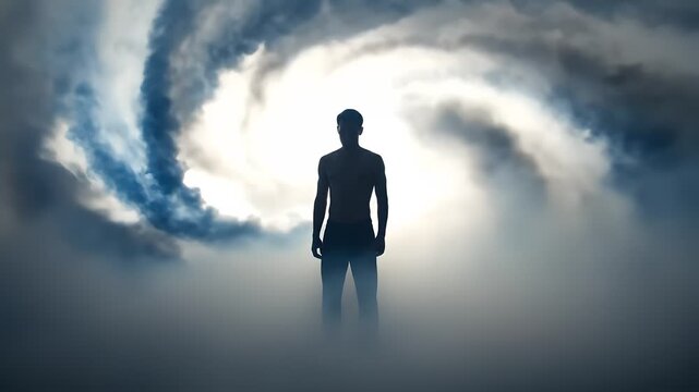 Mysterious Figures in Stormy Cloudscapes for Artistic Video Projects.