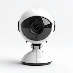 Modern White Webcam With Black Lens and Adjustable Stand on a Clean White Background
