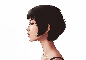 Artistic Profile: An elegant artistic rendering showcases the refined features of a woman, profile. delicate features, the clean lines and subtle shading capture a sense of calm and self-assuredness.