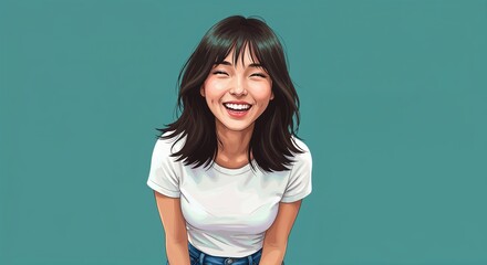 Radiant Joy: A portrait of a woman's genuine happiness and infectious smile, expressing pure positivity and delightful spirit.