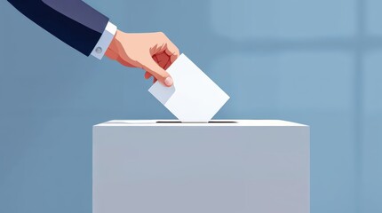Voting: A hand casting a ballot into a ballot box, illustrating the democratic process and the power of individual participation in elections.