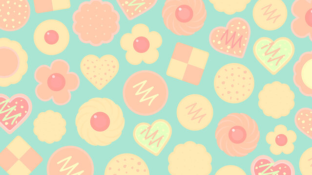 クッキー かわいい ビスケット ホワイトデー パターン VTuber 配信 サムネイル バナー デザイン 背景 イラスト