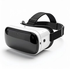 Modern Virtual Reality Headset with Black Adjustable Strap and White Futuristic Design on a Clean White Background Showcasing Advanced Technology