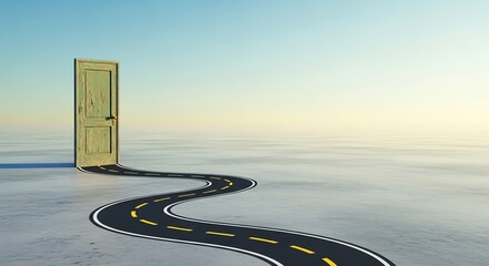 Pathway to Possibility Through Open Door in Desert