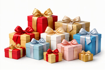 Obraz premium Colorful Gift Boxes with Decorative Ribbons and Bows