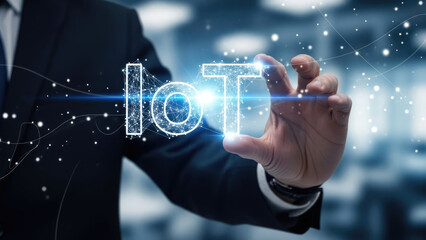Businessman Interacting with Internet of Things IoT Technology.