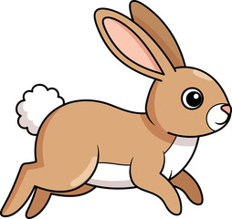 Obraz premium Cute Cartoon Brown Bunny Rabbit Hopping and Running Vector Illustration
