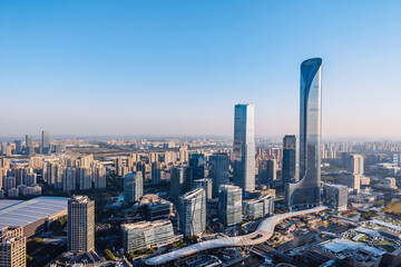 Aerial view of the skyline of Suzhou International Financial Center in Suzhou Industrial Park, Jiangsu Province, China.
