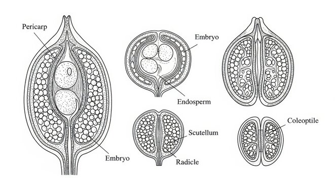Diagram of a Seeds Structure and Components in Detail.