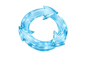 Water recycling symbol with flowing blue liquid arrows forming a circular shape, representing ecology, sustainability and conservation