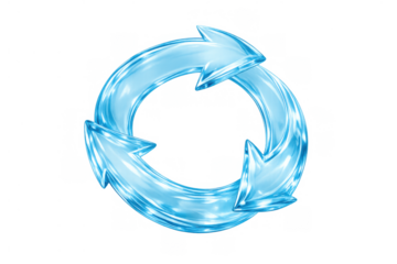 Water recycling symbol with flowing blue liquid arrows forming a circular shape, representing ecology, sustainability and conservation