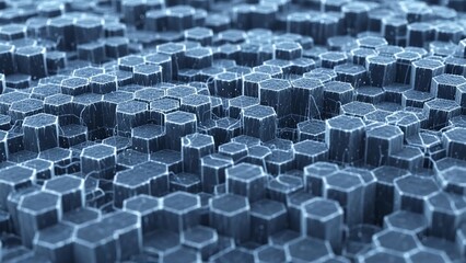 Dark blue hexagonal pattern with glowing white lines