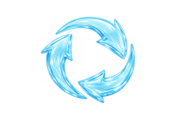 Water recycle symbol made of blue liquid arrows, showing conservation, reuse, and environmental sustainability concept