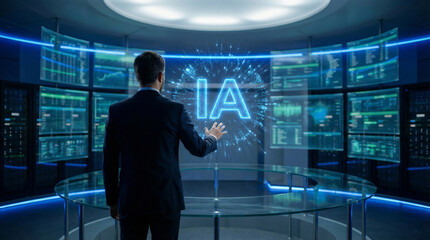 business man looking at the world map