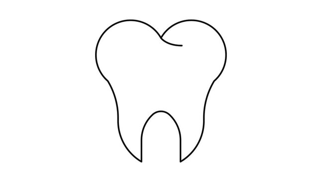 Animated Pictogram of Tooth on White Background for Sites, Video, Filming