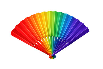 Rainbow hand fan expressing lgbt pride, diversity, and freedom, creating a vibrant colorful accessory with transparent background
