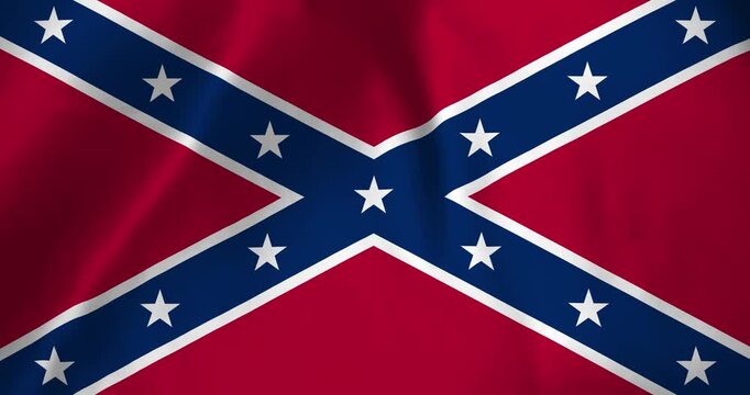 The Confederate state flag of the United States of America waving with the wind background loop video animation