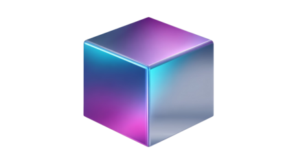 Iridescent gradient cube with metallic finish