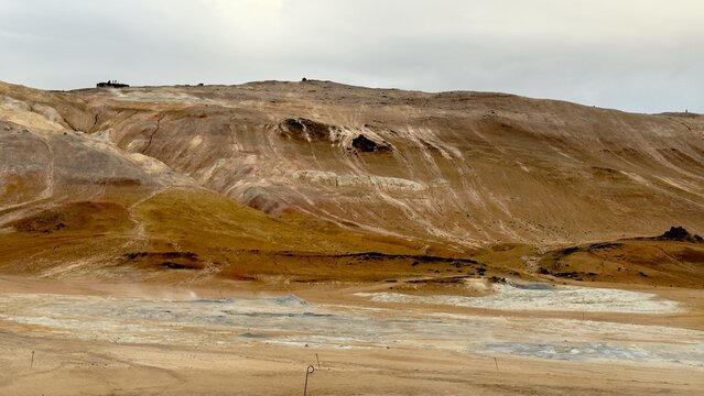 Geothermal spring near Myvatn lake. Hverir geothermal area, northern Iceland