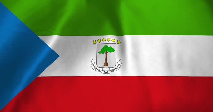 The equatorial guinea flag waving with the wind background loop video animation