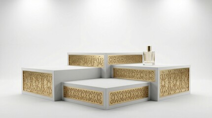 Perfume bottle on display podium