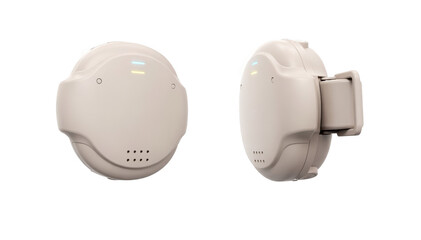 Modern belt clip wearable posture sensor for sciatica support displayed on white background highlighting ergonomic design and portability for realtime back posture tracking and app