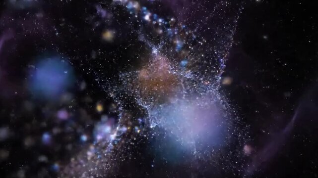 Ethereal Light Shimmer Gentle, floating particles of light creating soft, abstract diffraction sparkles in a hazy atmosphere.