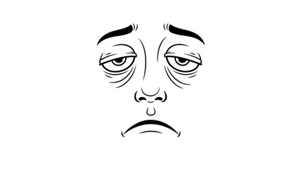 Sad Face Illustration with Frowning Expression.