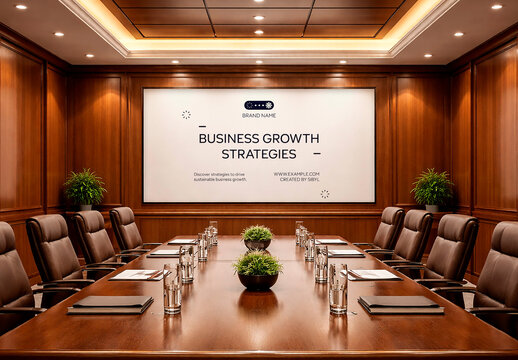 Corporate Conference Room Presentation Effect Mockup