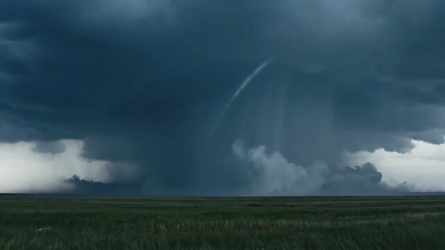 Turbulent Sky with RFV Overhead perspective (simulated from drone, but no drone visible), highlighting cloud dynamics and the curved shape of the veil.