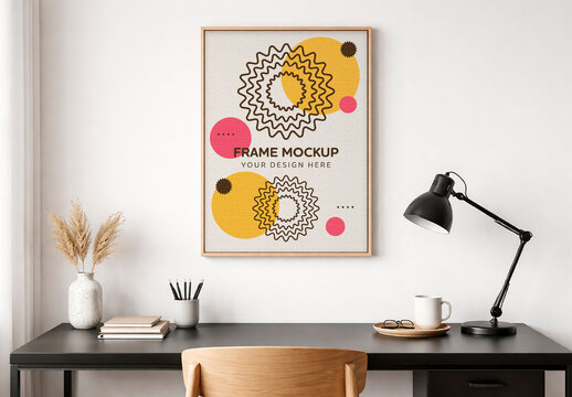 Minimal Wooden Frame Poster Mockup
