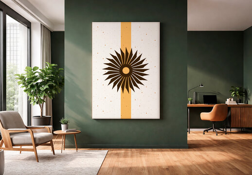 White And Green Large Canvas Interior Mockup