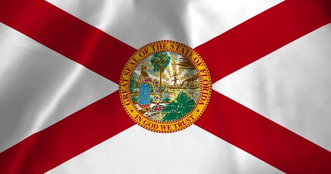 The florida state flag of the United States of America waving with the wind background loop video animation