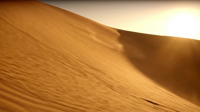 Vast Desert Slipface Wide shot emphasizing the untouched desert landscape and the natural dune movement.