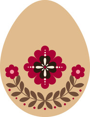 Easter egg with decorative folk flower design