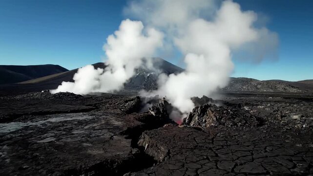 Abstract Thermal Refraction Focus on the visual phenomenon of light bending through heated air against a dark, rugged backdrop.