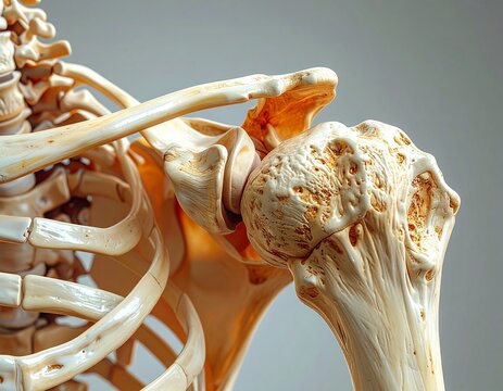 Detailed glenohumeral joint showing humeral head articulating with the glenoid cavity