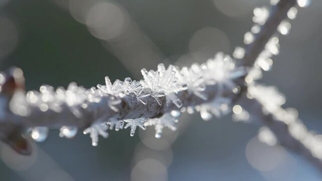 Winter Flora Encrusted Botanical elements (twigs, leaves) completely covered in delicate ice.