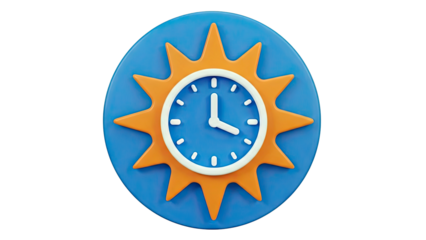 3D Icon of a Sun Clock on a Blue Background