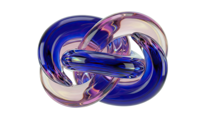 Interlocking Glass Rings with Iridescent Sheen