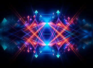 A glowing highway stretches to a horizon, lined with vibrant upward-pointing arrows, symbolizing growth and progress.  The scene is futuristic and dynamic.